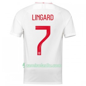 Camisolas de Futebol Inglaterra Lingard 7 Equipamento Principal Copa do Mundo 2018 Manga Curta